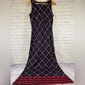 Tommy Hilfiger Navy Red Nautical Americana Preppy Sleeveless Maxi Dress S